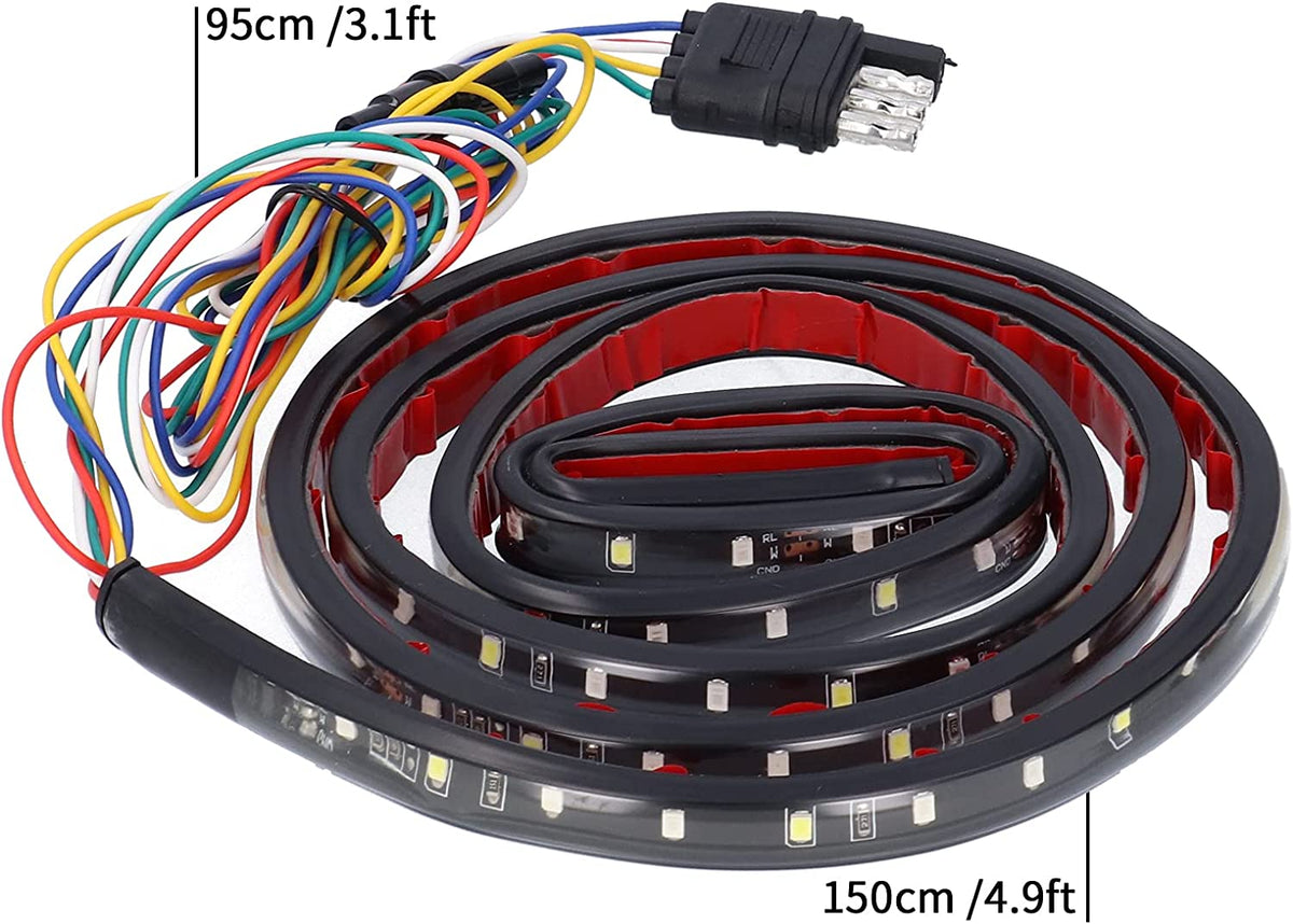 Striscia LED adesiva nera arrotolata con cablaggio multicolore e connettore