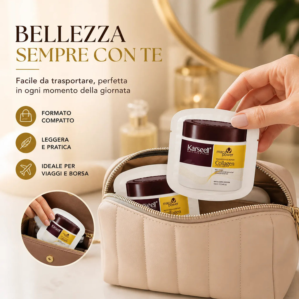 Karseell Maschera Capelli al Collagene 10ml x 24 Pezzi – Trattamento Nutriente con Olio di Argan e Maca – Idratante Riparatore per Capelli Secchi, Danneggiati e Trattati