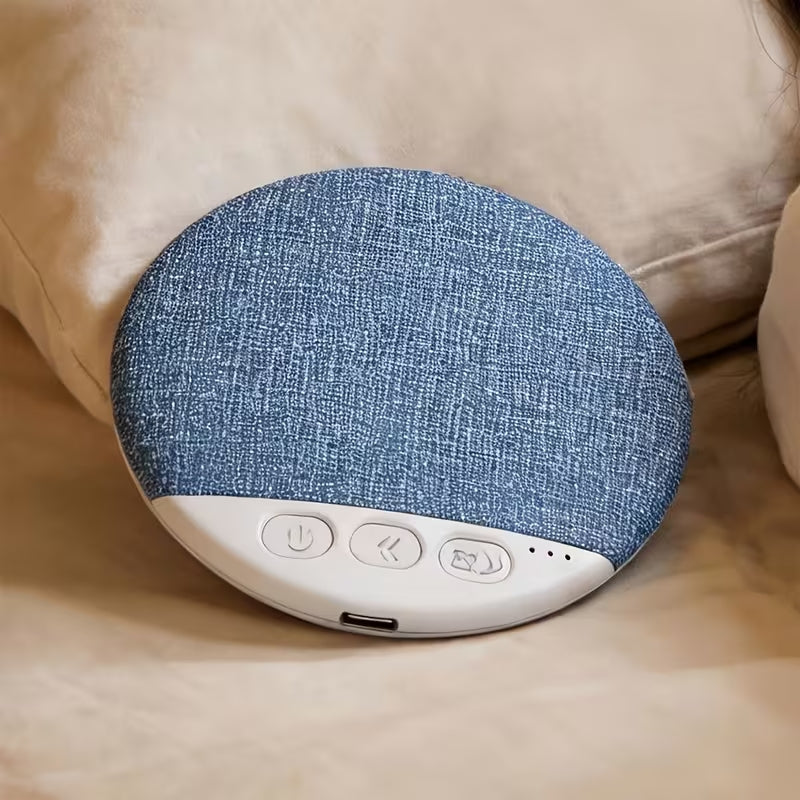 Altoparlante per cuscino Bluetooth blu con base bianca e pulsanti in rilievo