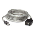 Prolunga cavo USB 2.0 attivo con connettori USB-A, cavo grigio arrotolato su bobina