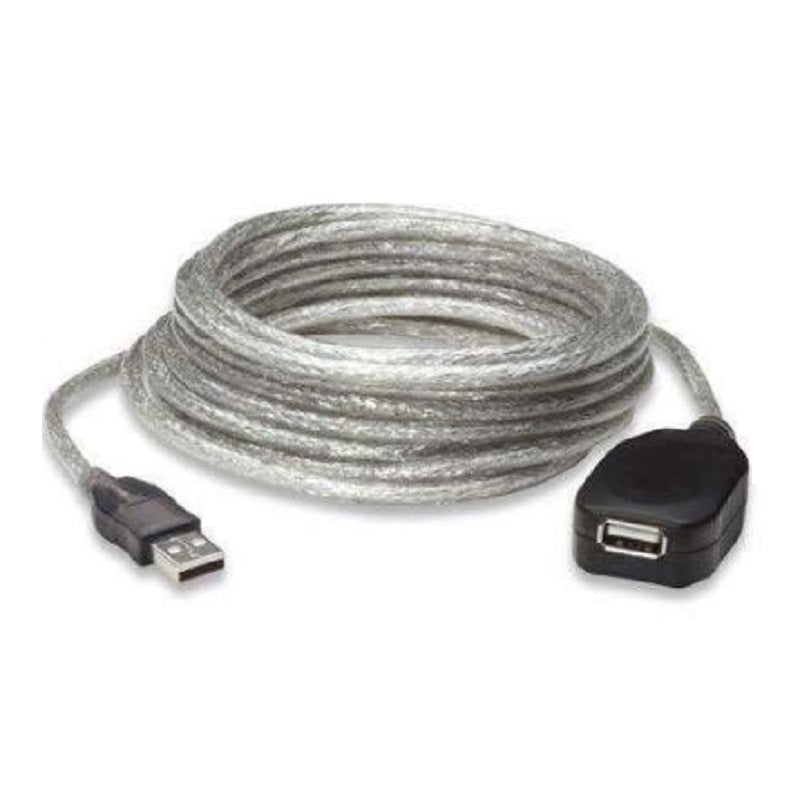 Prolunga cavo USB 2.0 attivo con connettori USB-A, cavo grigio arrotolato su bobina