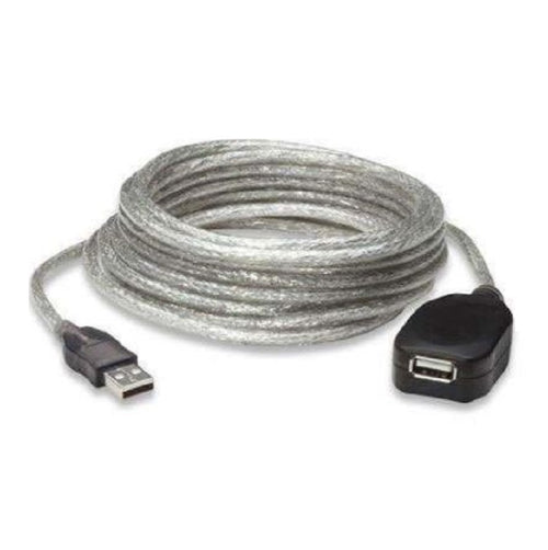 Prolunga cavo USB 2.0 attivo con connettori USB-A, cavo grigio arrotolato su bobina