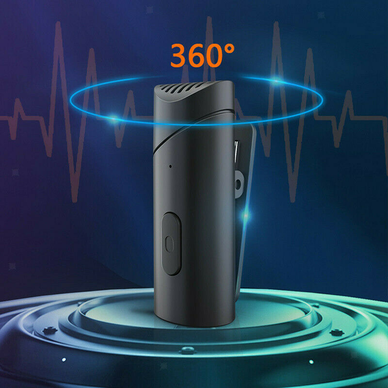 Microfono wireless nero con clip da bavero, corpo compatto