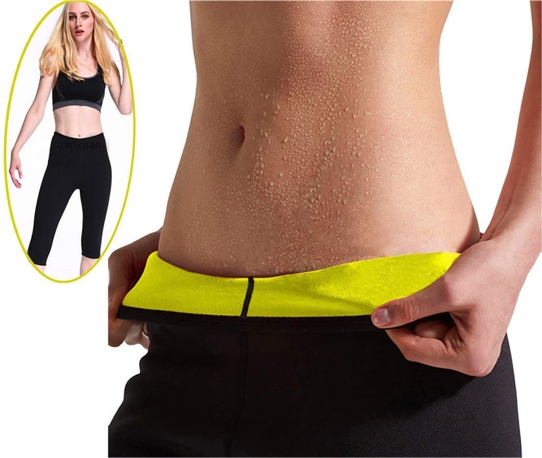 Leggings termici neri con cintura gialla, vista sulla fascia in vita