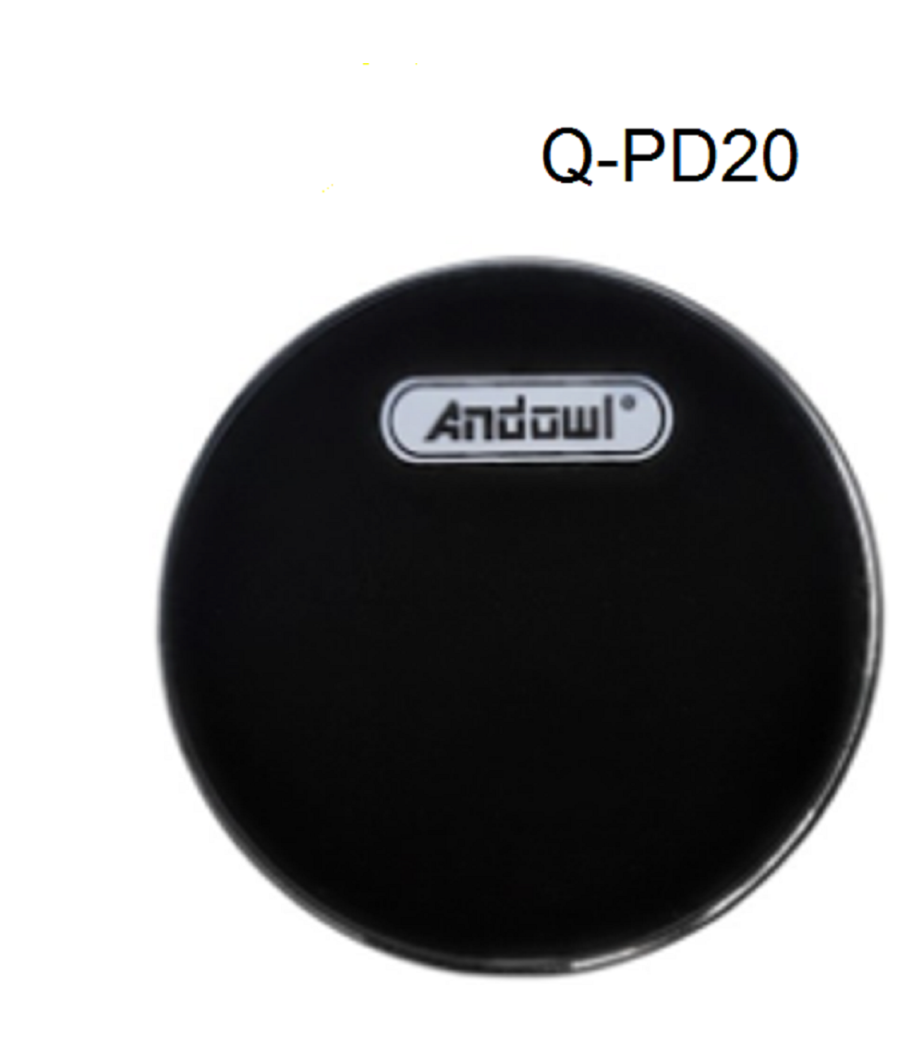 Caricatore wireless rotondo Anndowl Q-PD20, superficie nera.