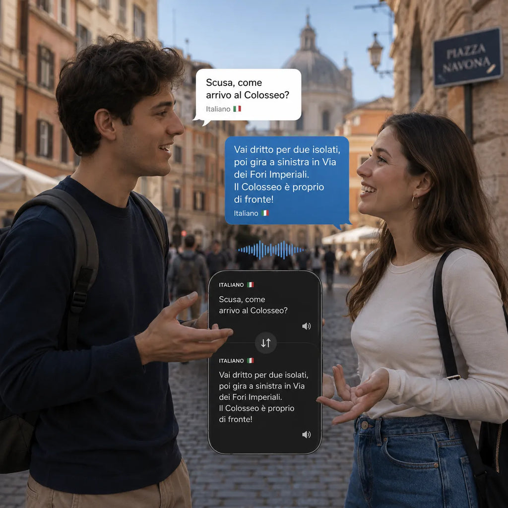 Occhiali smart su uomo con montatura nera, lenti scure e asta con sensori