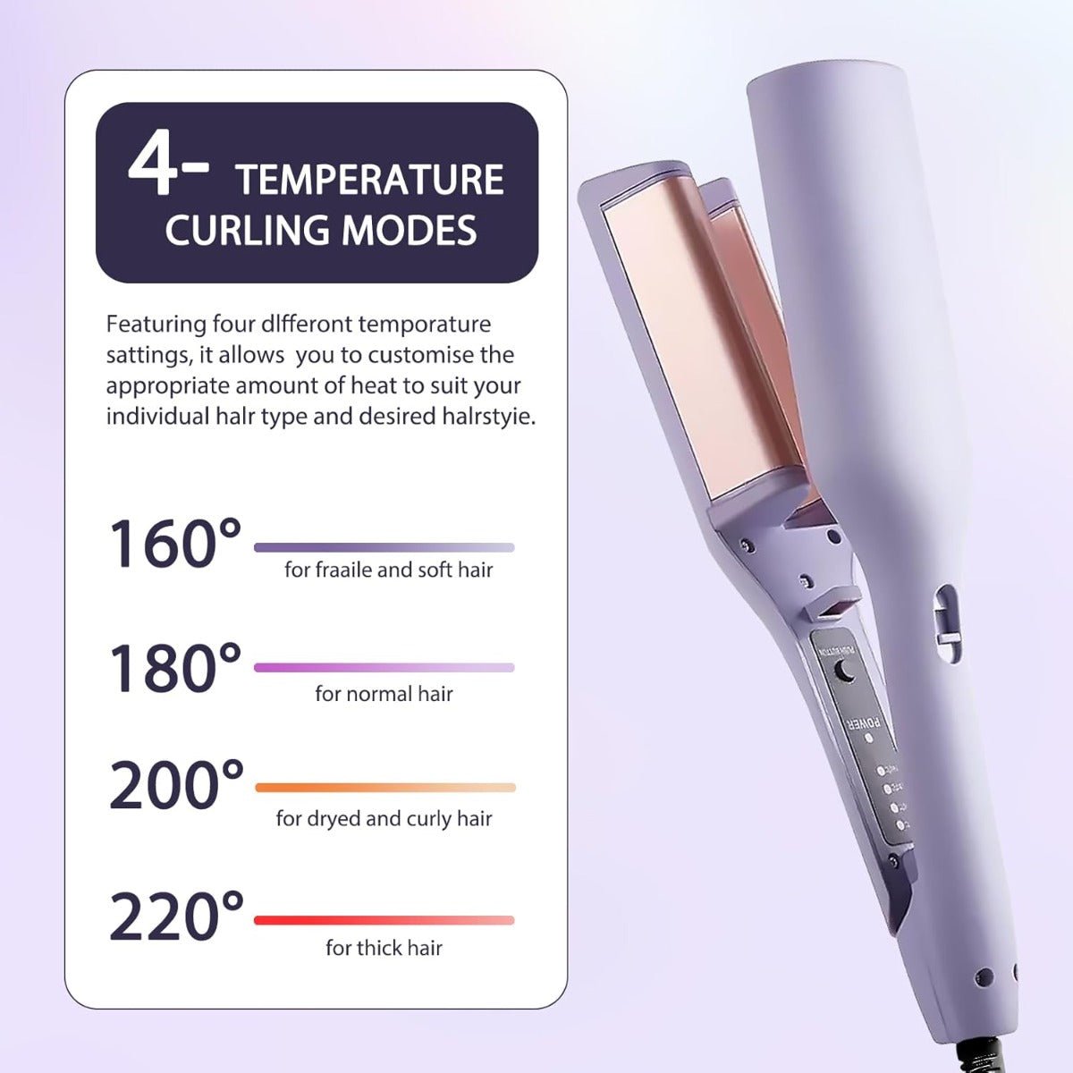 Ferro Arricciacapelli a Onde Francesi 32 mm con Tecnologia in Ceramica Tormalina, Temperature Regolabili e Riscaldamento Rapido - | Prendilo Subito