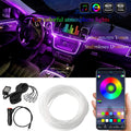 Kit luci LED RGB per interni auto con controller e cavo, illuminazione viola