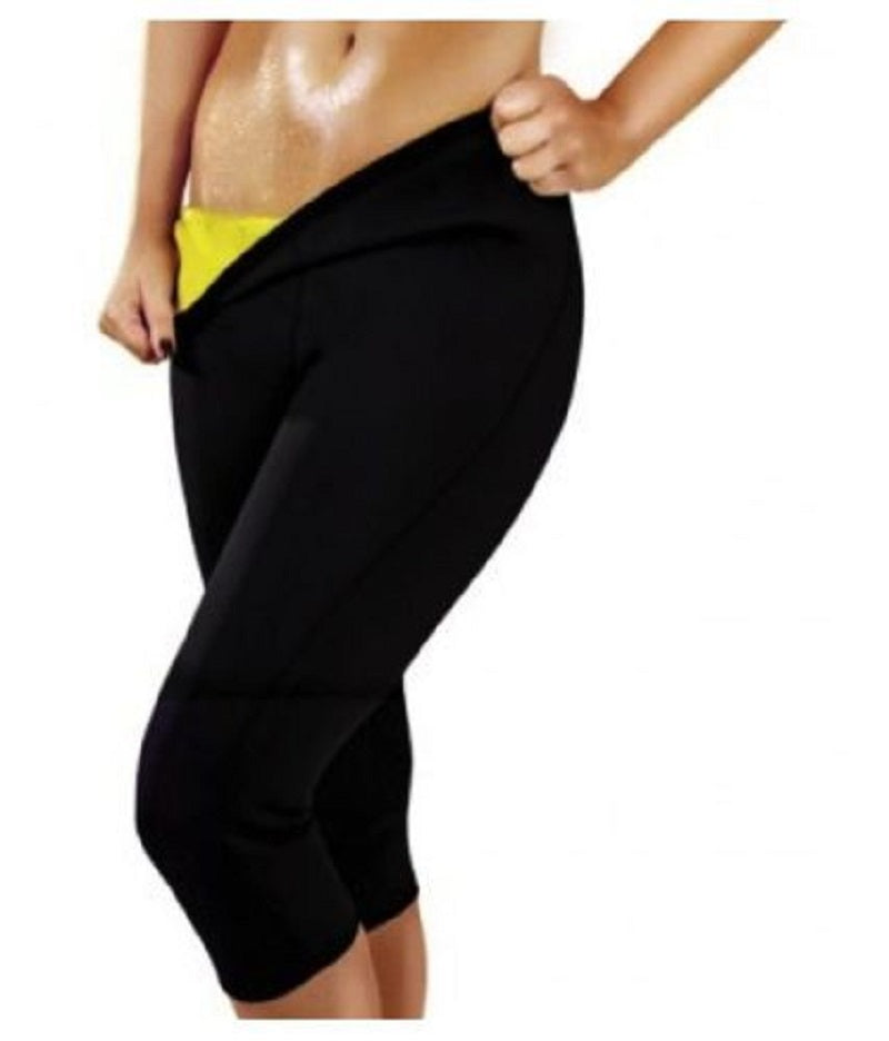 Pantaloncini sauna sagomanti neri HOT SHAPERS con fascia gialla e logo laterale