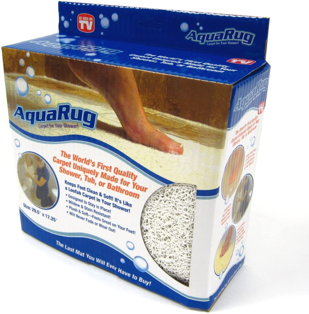 Tappetino da bagno antiscivolo Aquarug 75 x 43 cm, base a griglia bianca