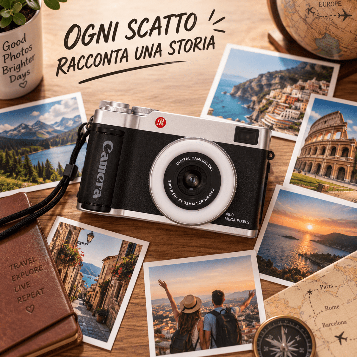 Fotocamera Digitale Vintage Stile Retrò 48MP con Obiettivo Fotografico, Design Classico, Compatta per Foto, Viaggi e Tempo Libero – Colori Assortiti - | Prendilo Subito