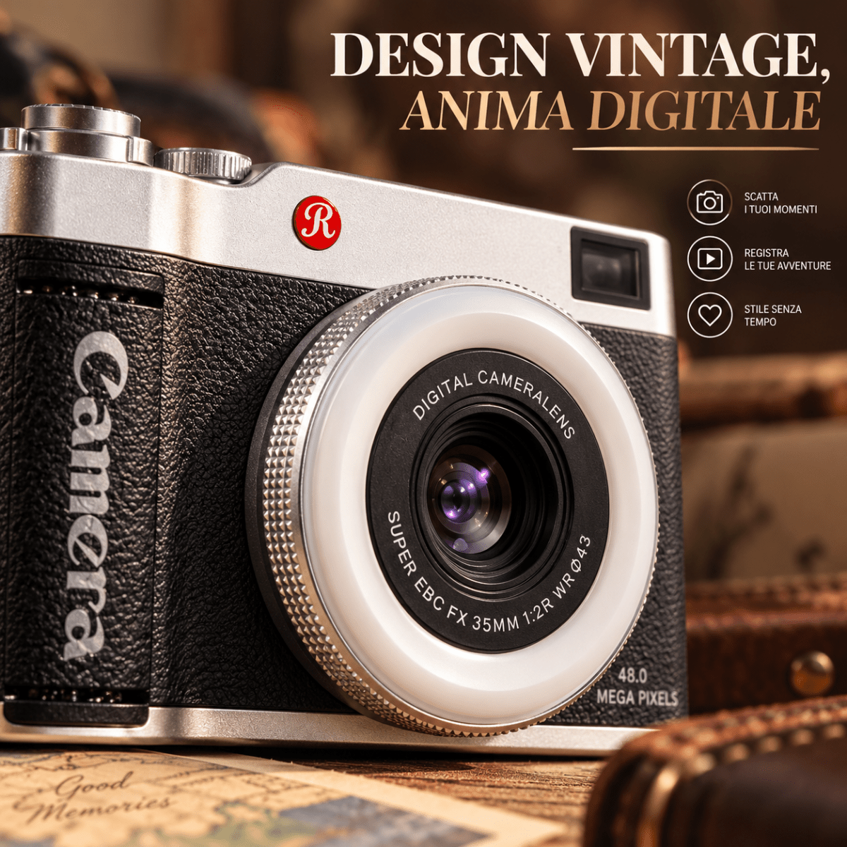 Fotocamera Digitale Vintage Stile Retrò 48MP con Obiettivo Fotografico, Design Classico, Compatta per Foto, Viaggi e Tempo Libero – Colori Assortiti - | Prendilo Subito