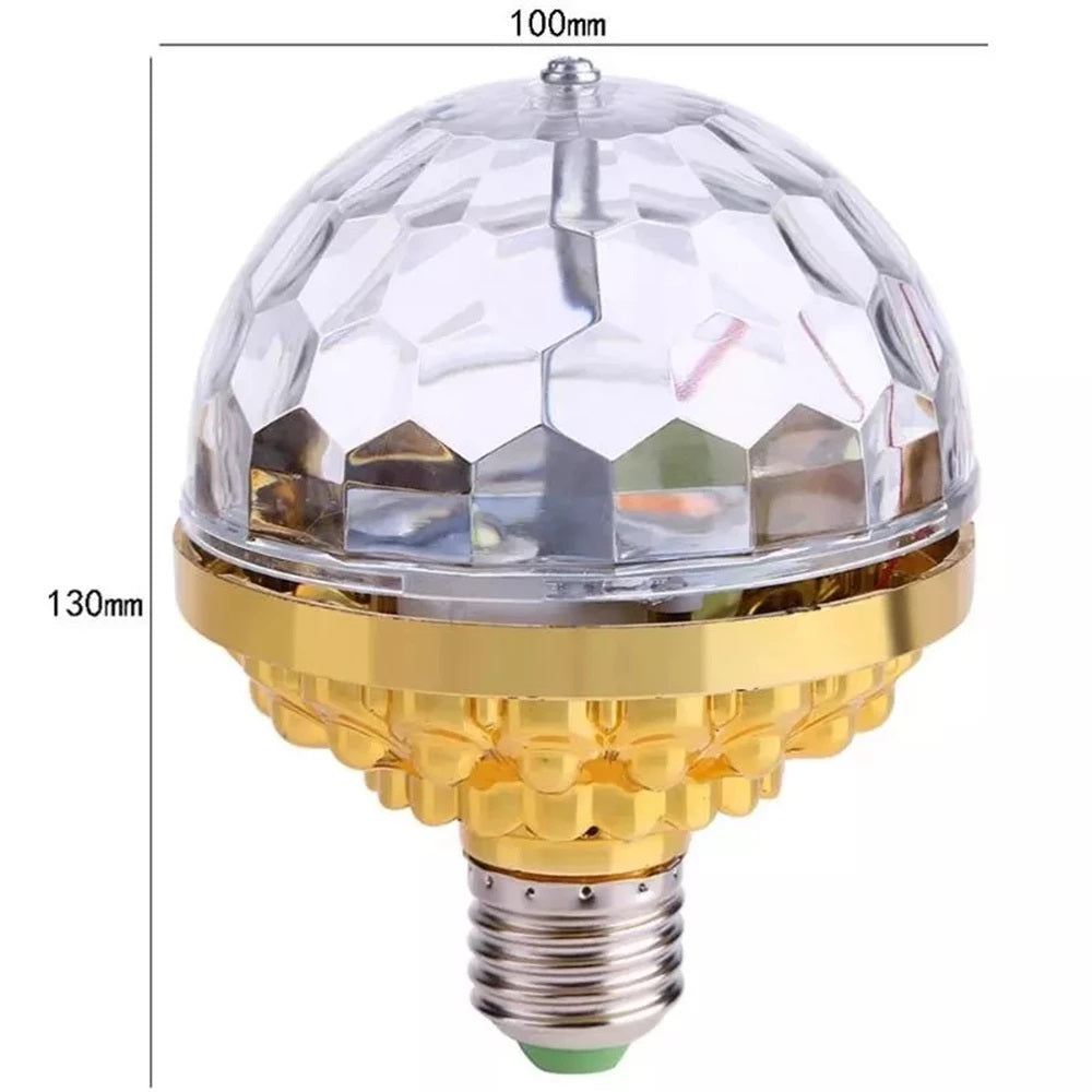 Lampadina LED a sfera magica trasparente con base oro, misure 100 mm e 130 mm