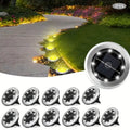 Faretto solare da incasso LED tondo con pannello, cornice in acciaio, luce gialla