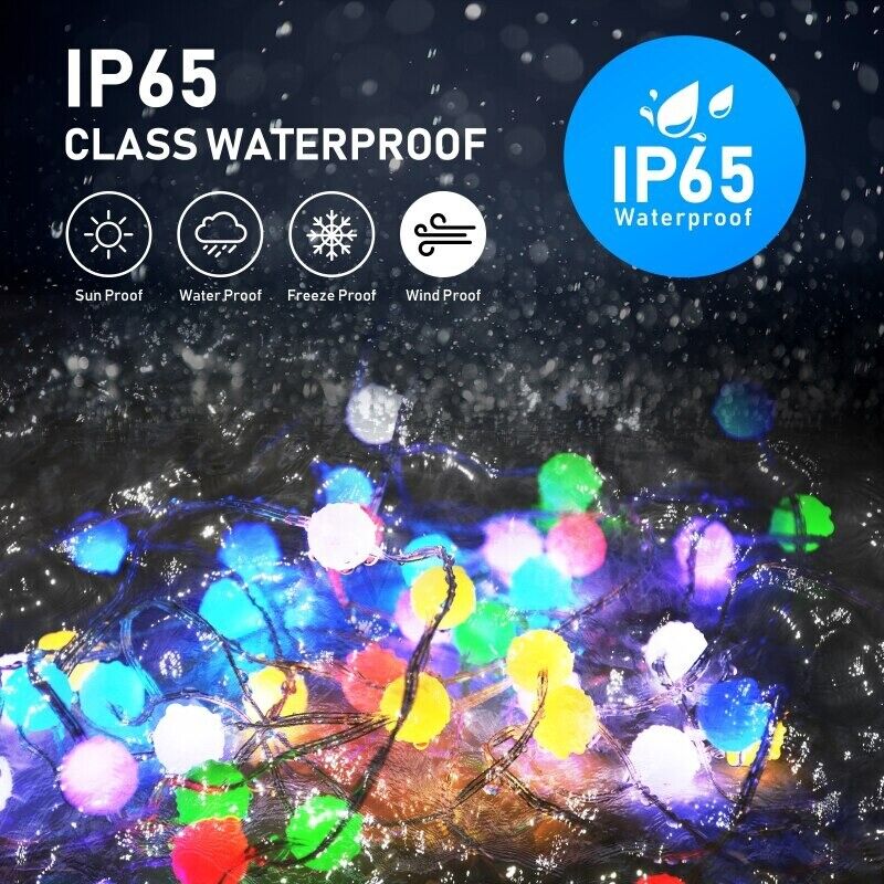 Catena luminosa impermeabile IP65 con 50 LED multicolori e luci effetto