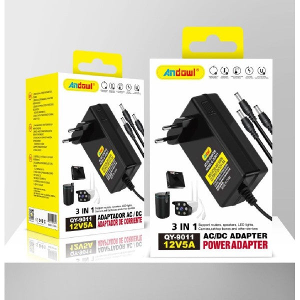 Adattatori AC/DC 3 in 1 12V 5A in confezione