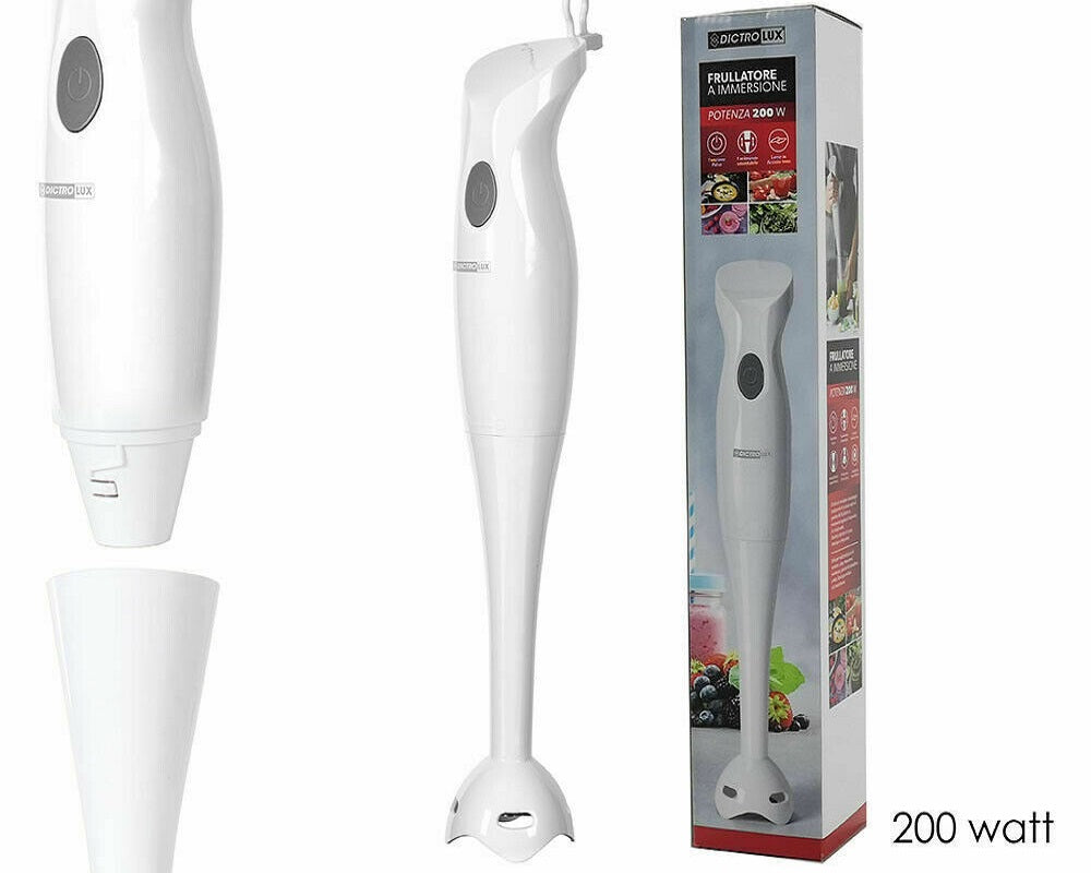 Frullatore a immersione bianco da 200 W con pulsanti sul manico