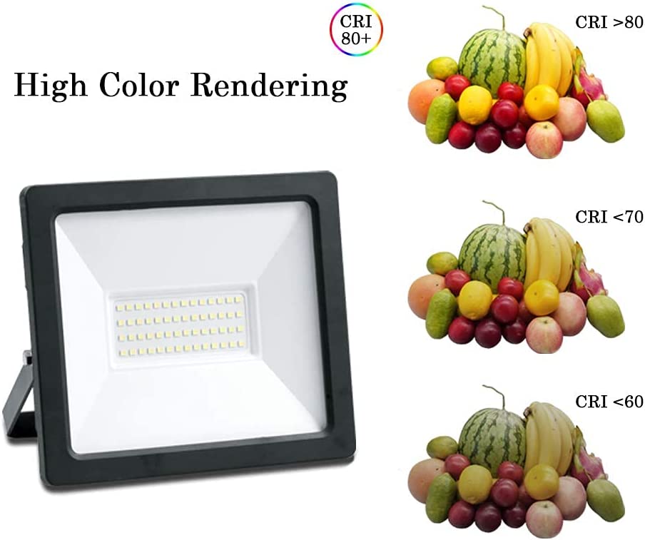 Proiettore LED nero con pannello LED giallo e luce bianca uniforme