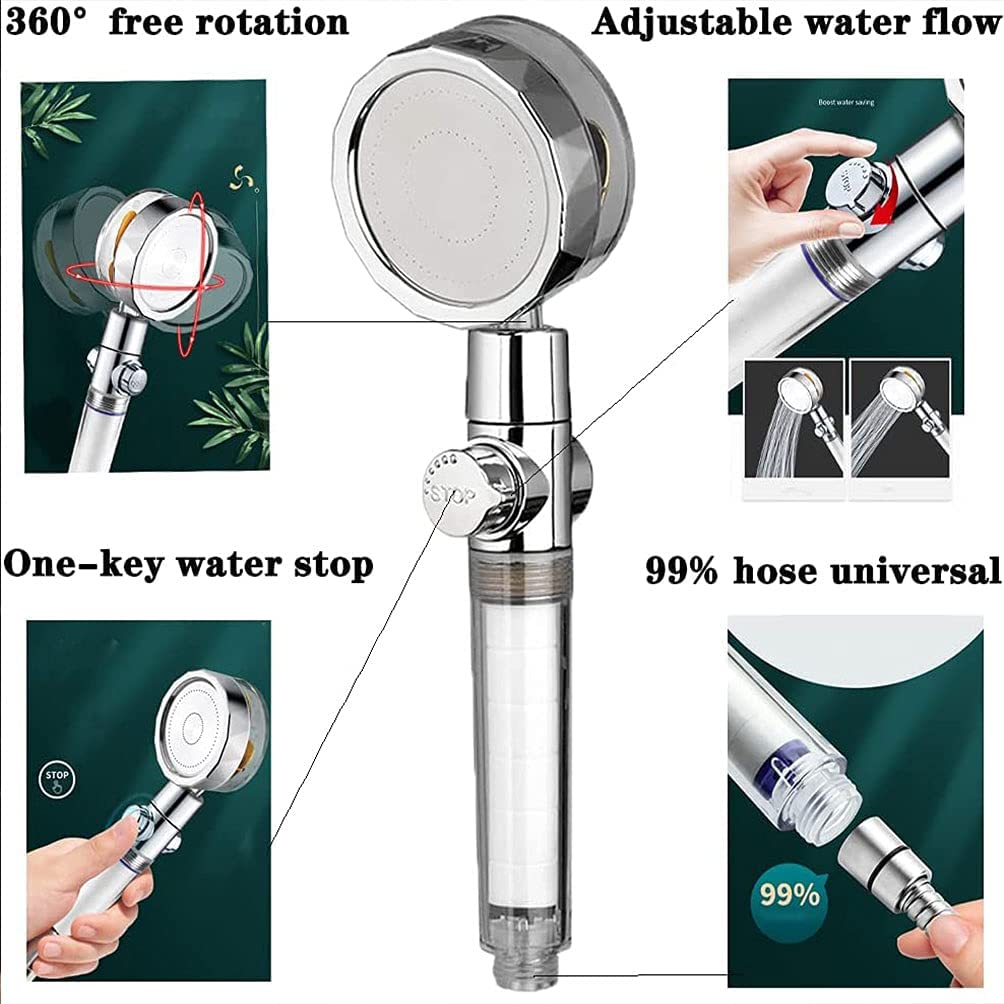Soffione doccia alto cromato, rotazione 360° e leva stop per pausa acqua
