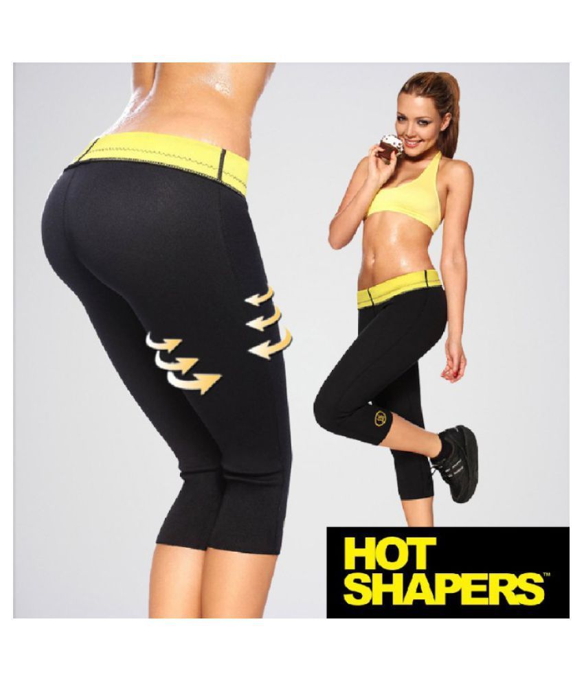 Pantaloncini sauna dimagranti neri con fascia gialla e inserti zigzag