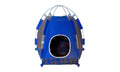 Cuccia tenda impermeabile per animali blu con ingresso rotondo e fondo a quadri
