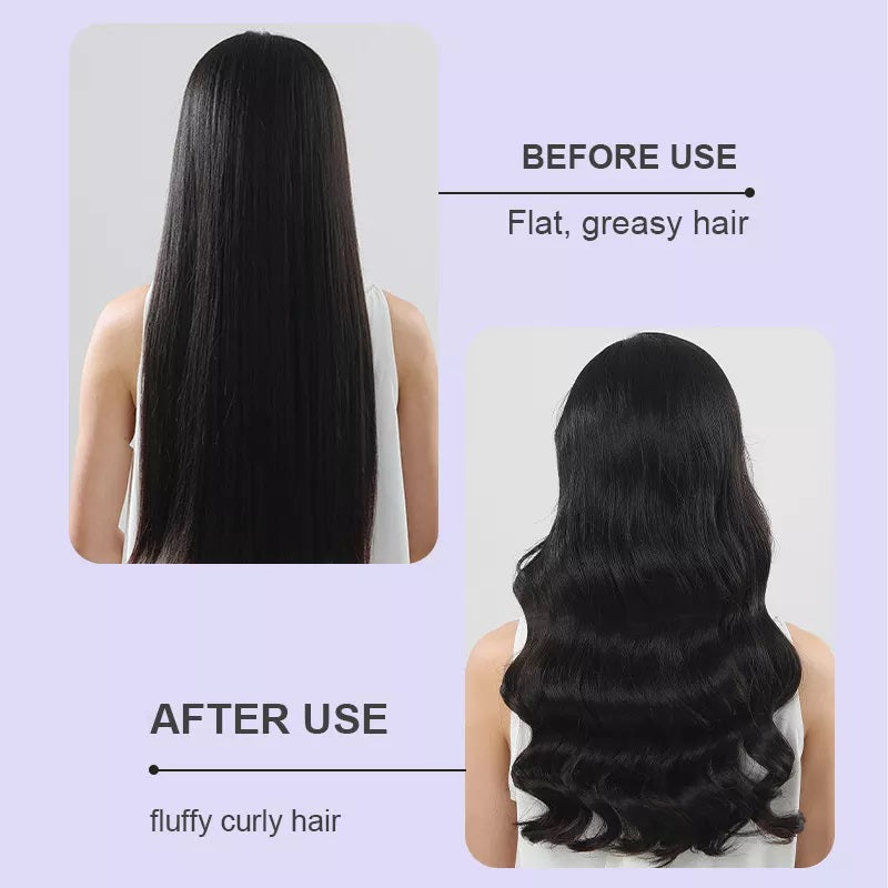 Capelli scuri prima lisci e dopo mossi ricci, vista posteriore