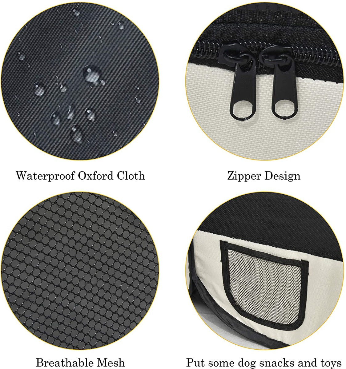 Cuccia pieghevole con rete traspirante, tessuto Oxford impermeabile e chiusura con zip