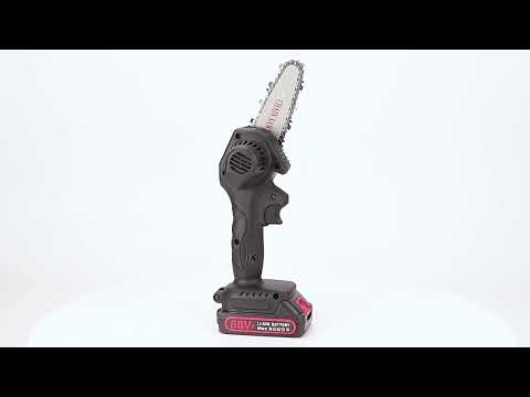 Mini motosega a catena portatile a batteria 48V, impugnatura nera e catena metallica