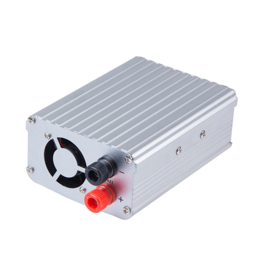 Inverter 12V-220V 500W in alluminio grigio con ventola e morsetti rossi