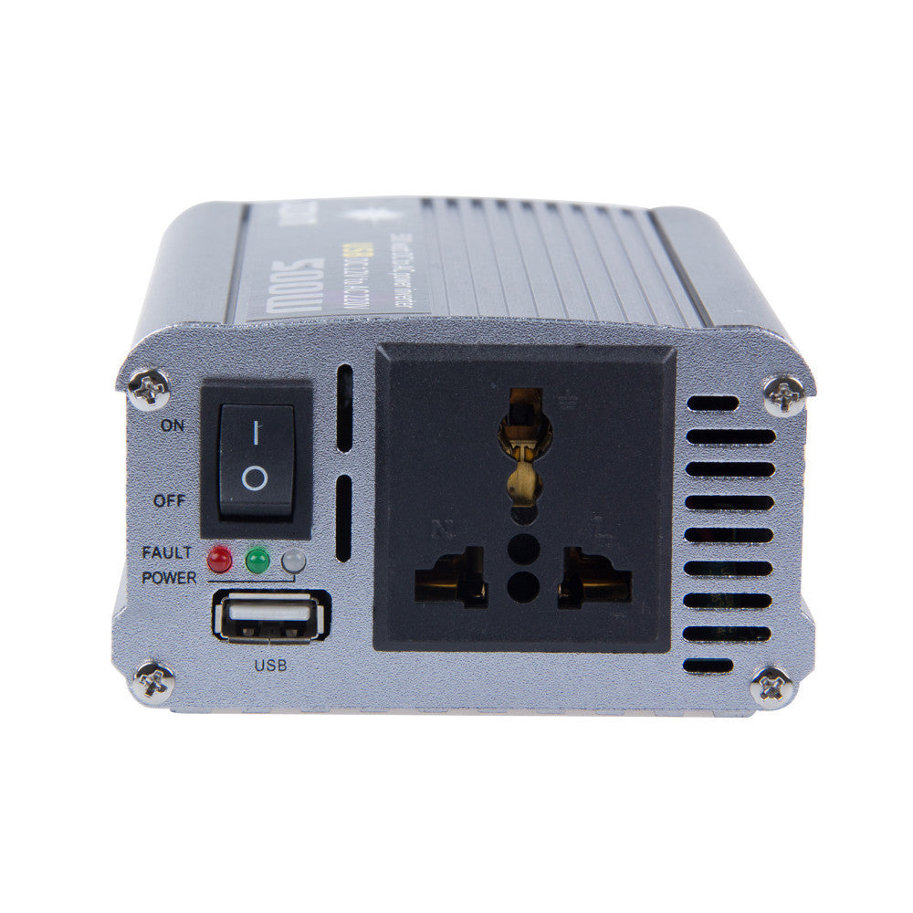 Inverter 12V-220V 500W con interruttore ON/OFF, porta USB e prese AC