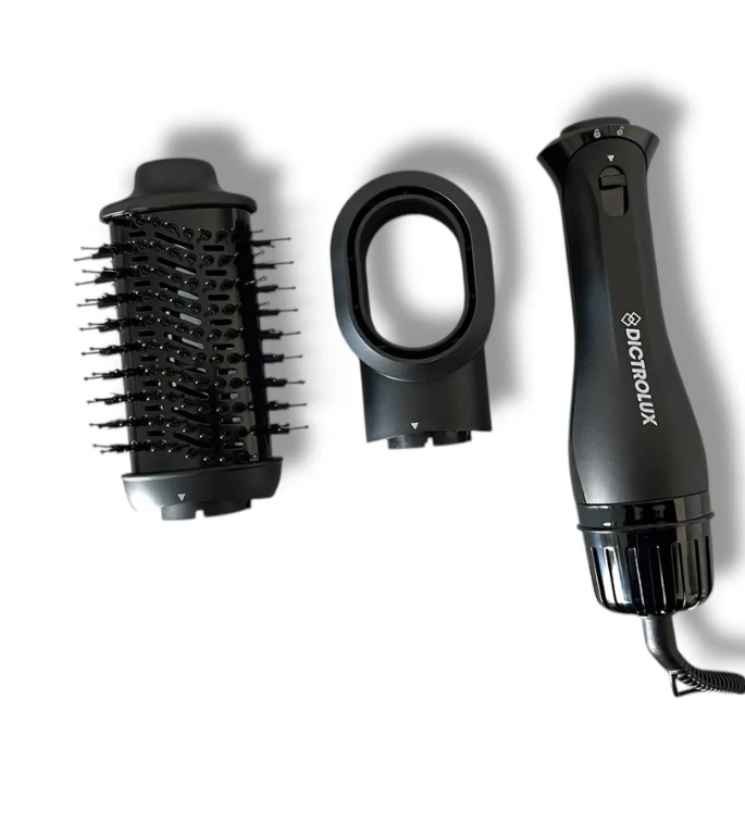 Spazzola per capelli con setole e accessorio ad anello, corpo nero