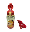 Borraccia antiperdite 650 ml in tritan, tappo a clic rosso, tracolla rossa