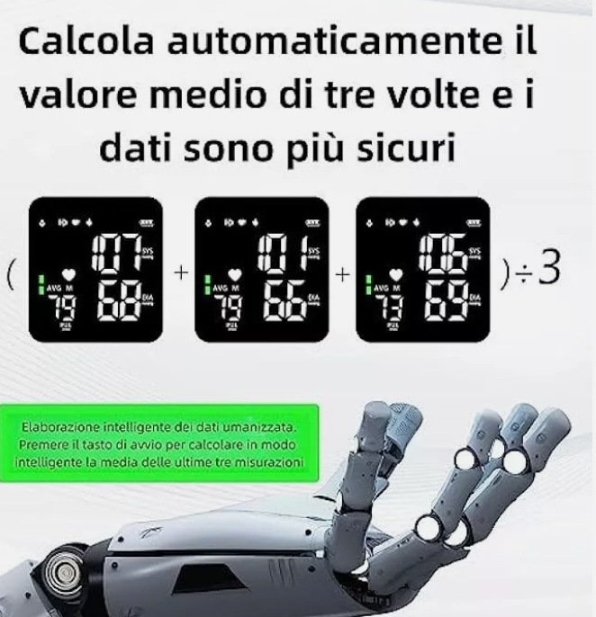 Bracciale misuratore di pressione da polso con display LED e cinturino grigio chiaro