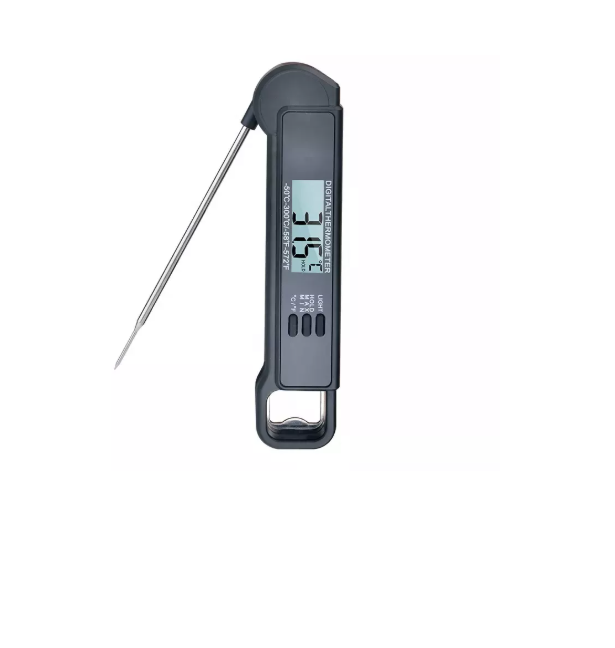 Termometro Digitale Alimentare – Sonda in Acciaio Inox Retrattile, Conversione °C/°F, Display Ampio
