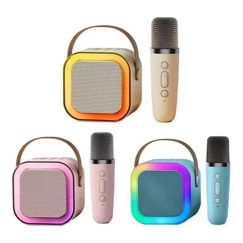Set karaoke portatile: più casse LED colorate e microfono Bluetooth dedicato