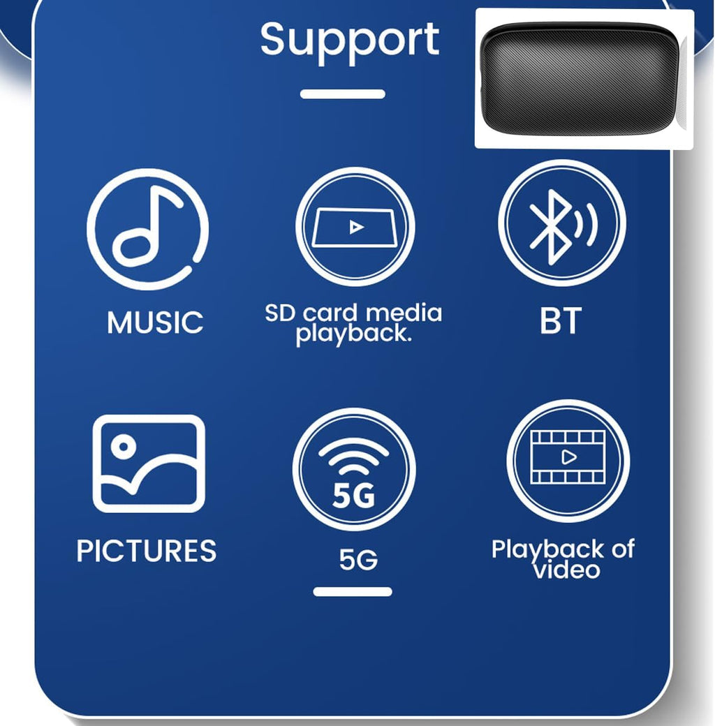 Adattatore CarPlay wireless nero per auto con funzioni musica, BT, SD card e video