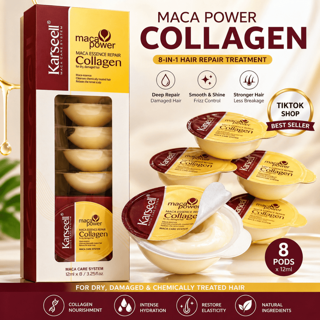 Karseell MACA CARE SYSTEM Maschera Capelli Collagene Monodose 12mlx8 – Riparazione Intensa, Anti Crespo, Idratazione Profonda Capelli Secchi e Danneggiati – Effetto Lucente Professionale - | Prendilo Subito