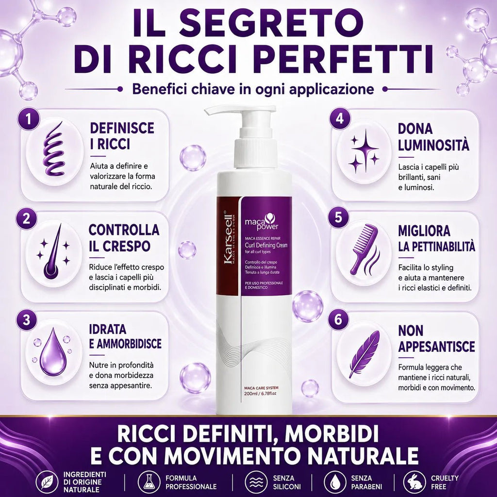 Karseell Maca Power Curling Perfection Defining Cream 200ml – Crema Definizione Ricci Anti Crespo con Maca, Cheratina e Olio di Argan - | Prendilo Subito