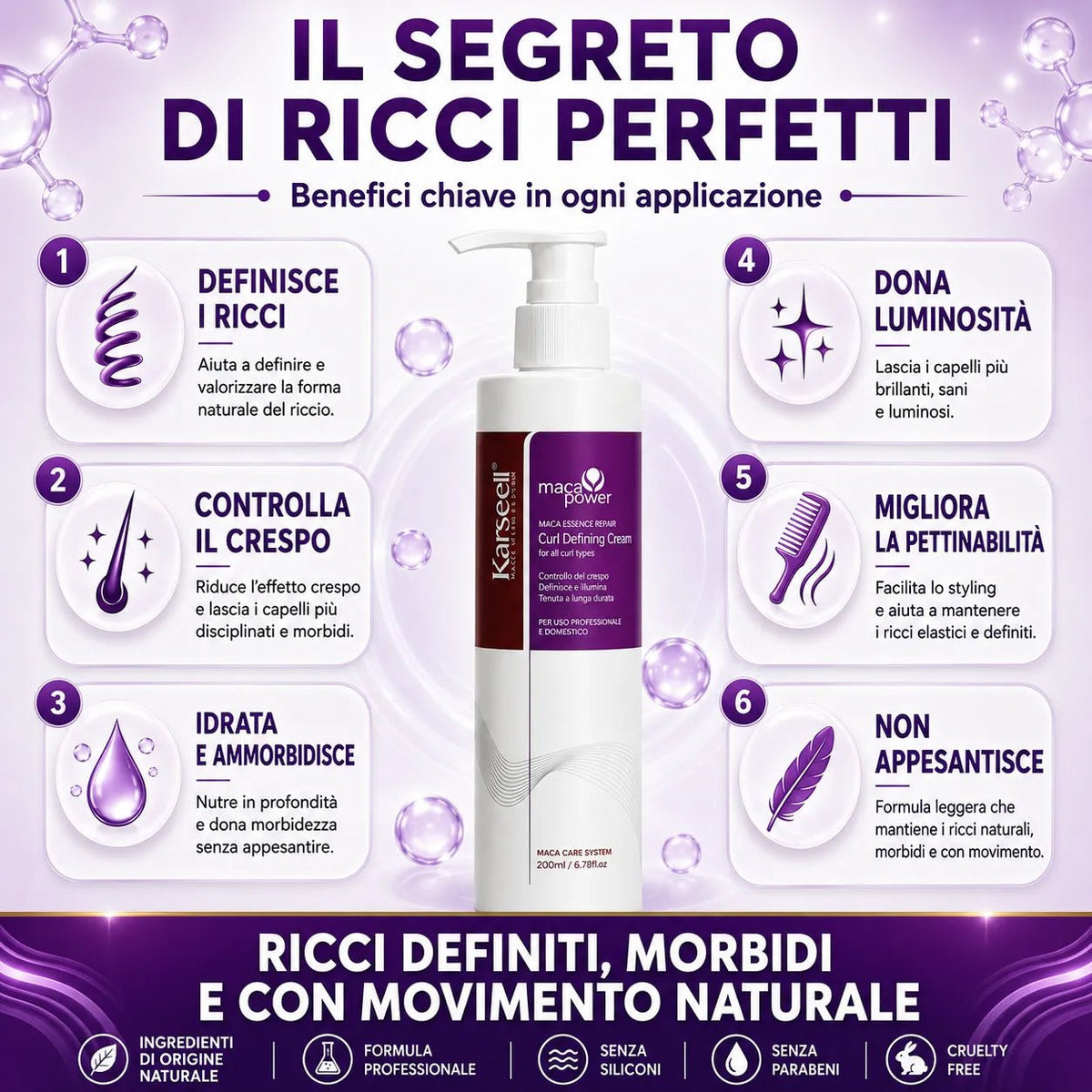 Karseell Maca Power Curling Perfection Defining Cream 200ml – Crema Definizione Ricci Anti Crespo con Maca, Cheratina e Olio di Argan - | Prendilo Subito