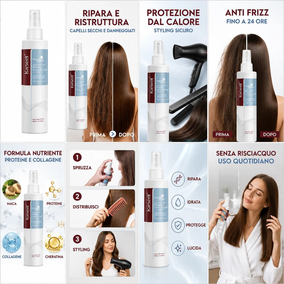 Karseell Maca Power Protein Leave In Spray 200ml – Trattamento Senza Risciacquo per Capelli Secchi e Danneggiati - | Prendilo Subito