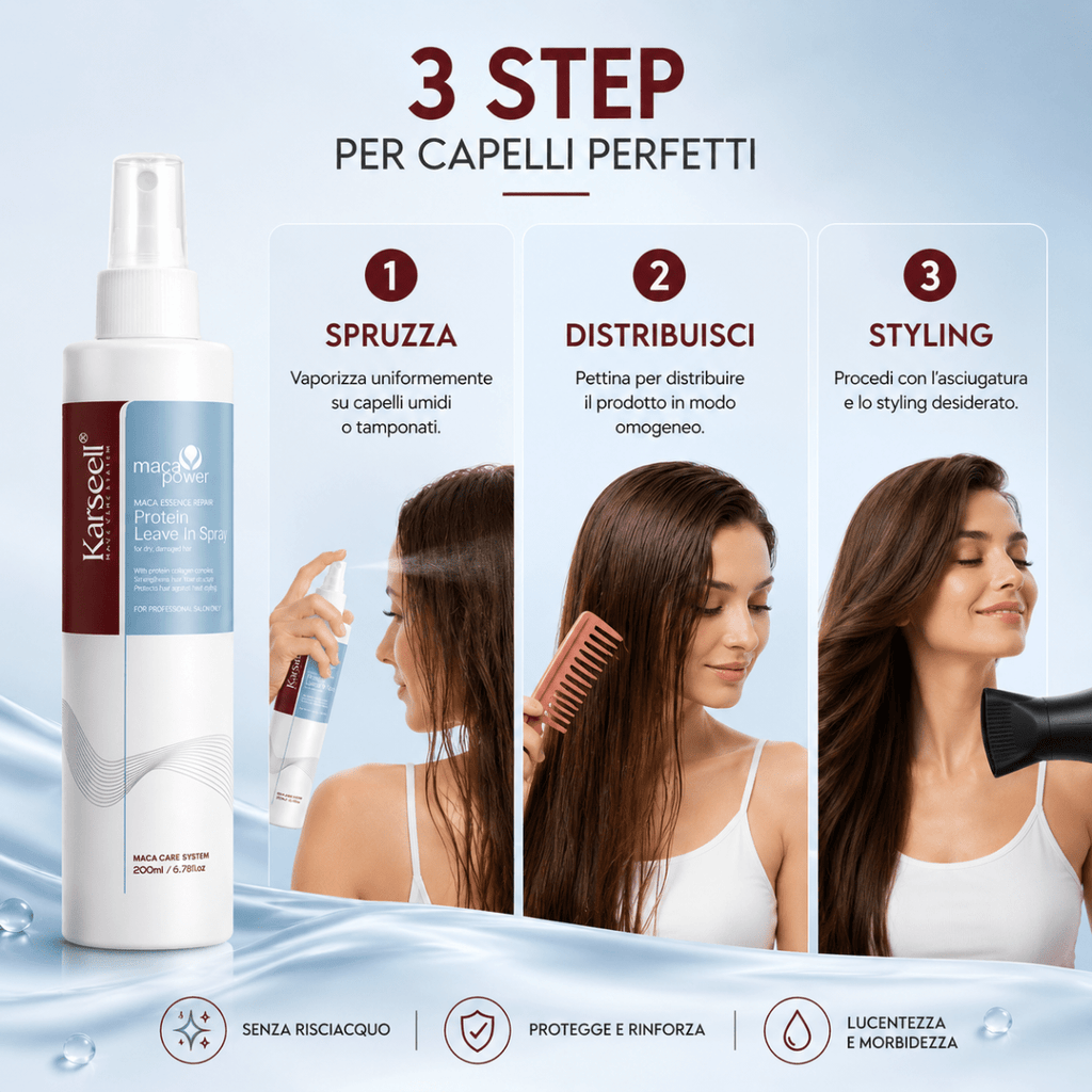 Karseell Maca Power Protein Leave In Spray 200ml – Trattamento Senza Risciacquo per Capelli Secchi e Danneggiati - | Prendilo Subito
