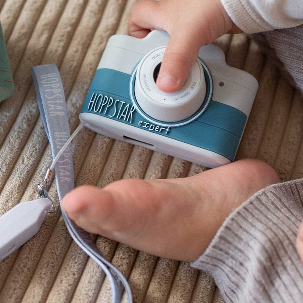 Fotocamera per bambini HOPSTAR Expert bianca e blu con laccio