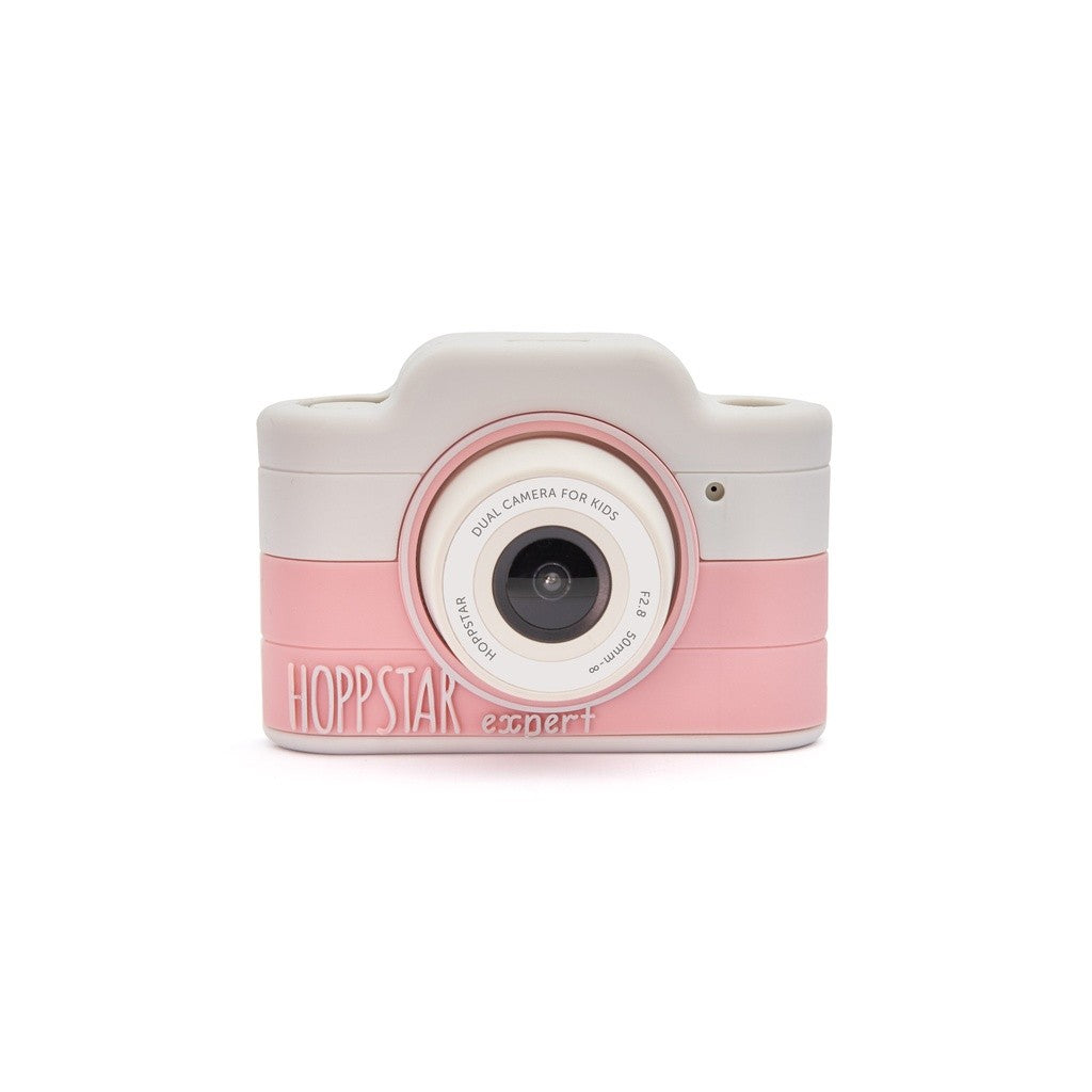 Fotocamera per bambini Hopstar Expert rosa e grigia, vista frontale