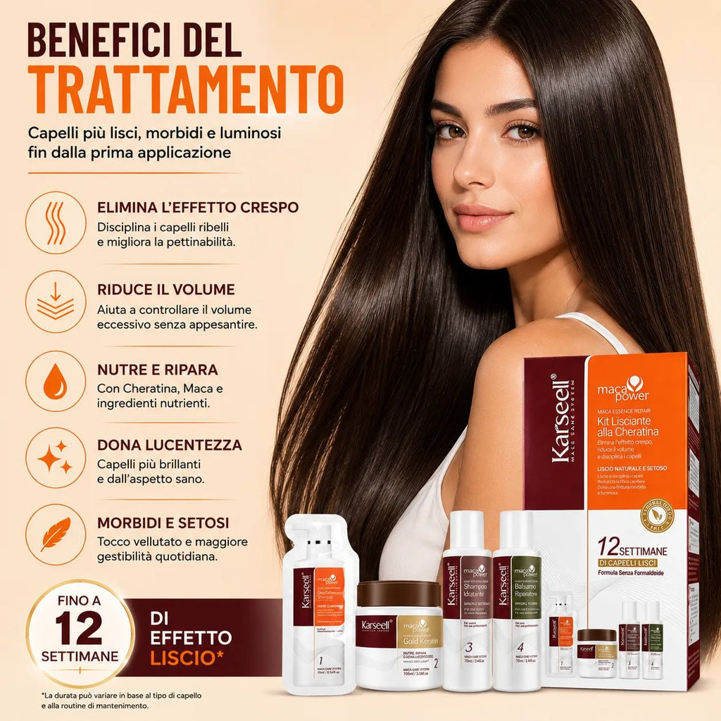 Kit Lisciatura Capelli alla Cheratina Karseell Maca Essence – Effetto Professionale fino a 12 Settimane - | Prendilo Subito