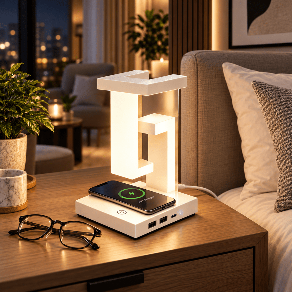 Lampada da Tavolo LED Pieghevole con Ricarica Wireless Smartphone, 3 Tonalità di Luce, 2 Porte USB e 1 Type-C, Design Moderno Salvaspazio - | Prendilo Subito