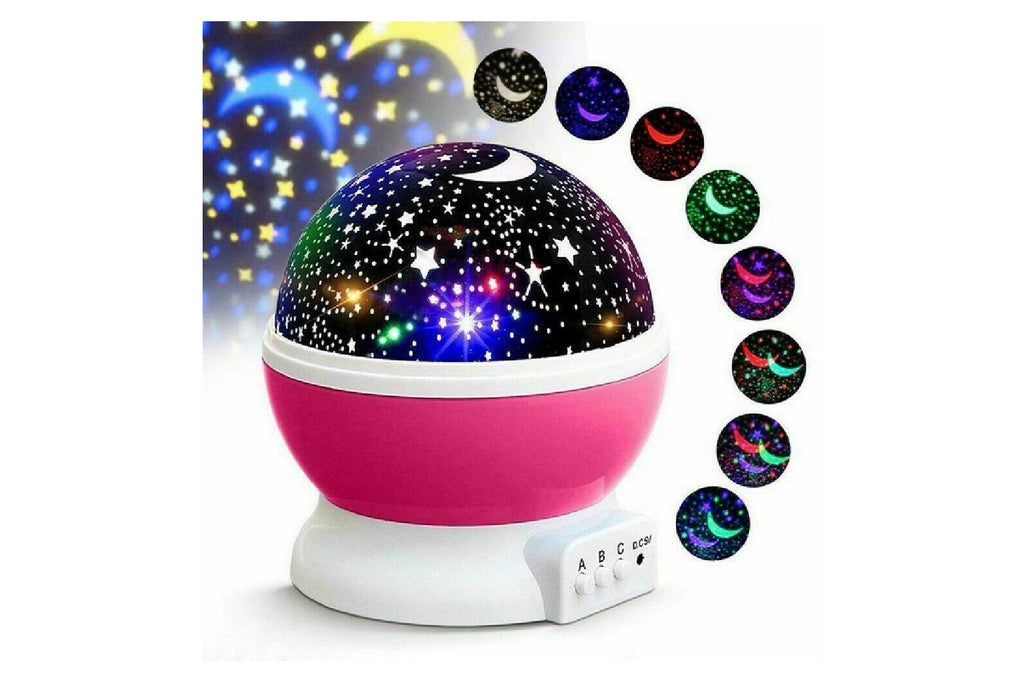 Lampada proiettore cielo stellato rosa con cupola nera e comandi anteriori