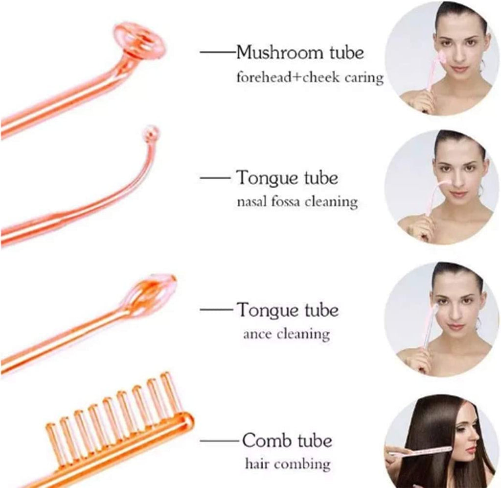 Tubi elettrodo arancioni per alta frequenza, per fronte, guance, naso e acne