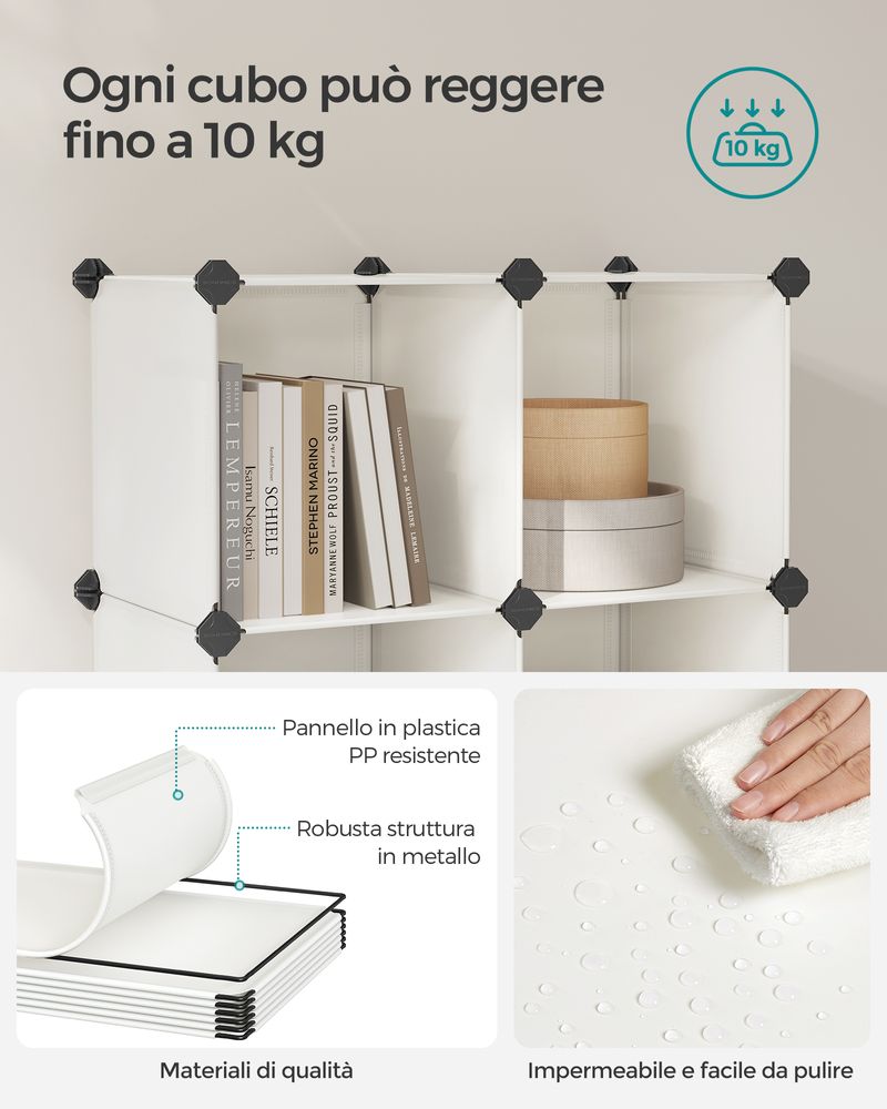 Libreria Modulare Trasparente 20 Cubi – Scaffale Componibile con Connettori Rinforzati – Mobile Multiuso per Studio, Soggiorno, Ufficio