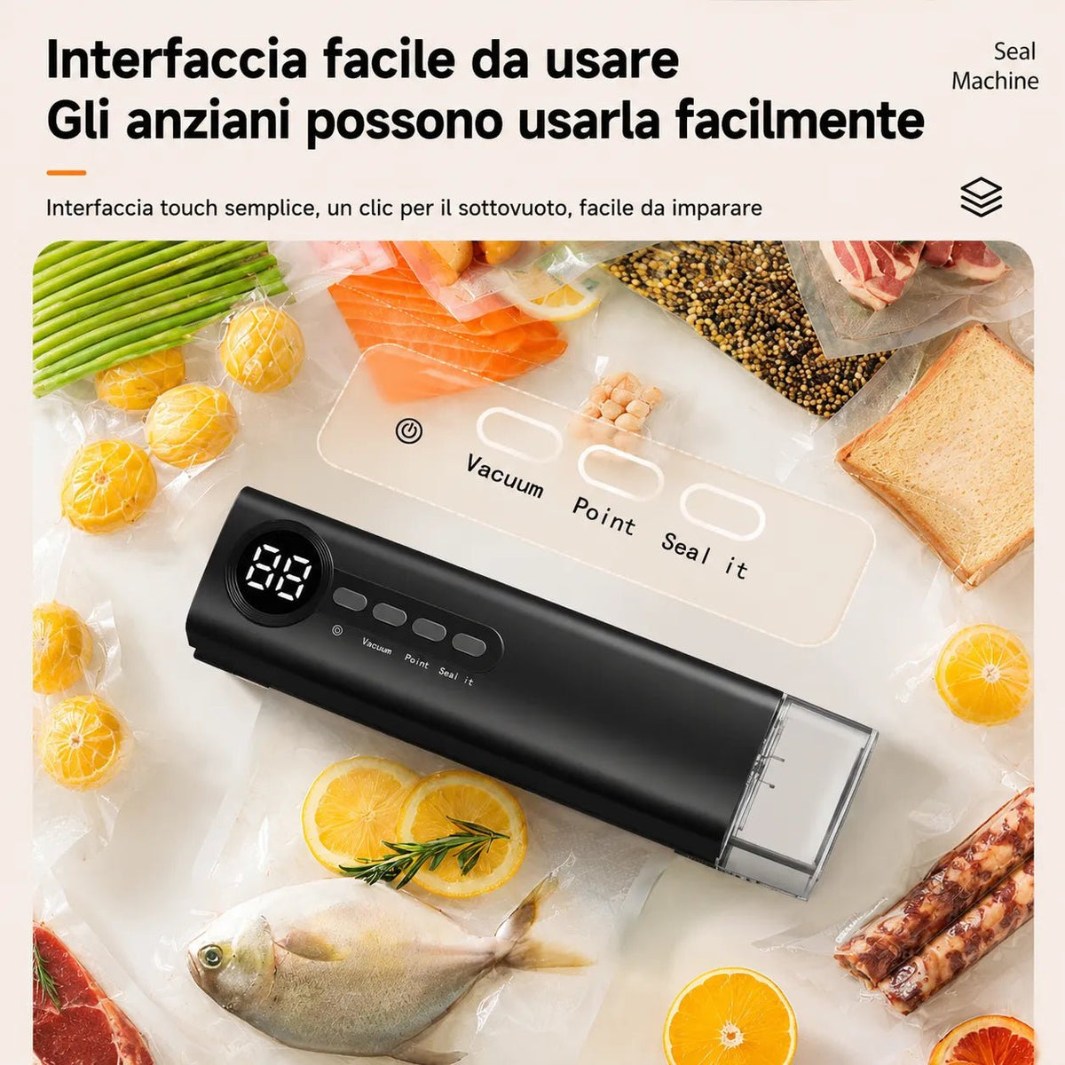 Macchina Sottovuoto Portatile Senza Fili Ricaricabile USB con Display LED Digitale | Sigillatrice Sottovuoto per Alimenti Umidi e Secchi Wet & Dry - | Prendilo Subito