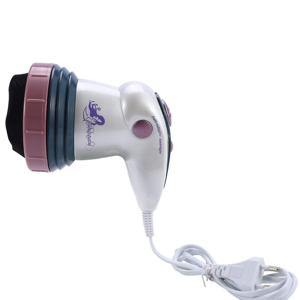 Testa del massaggiatore anticellulite bianco con anello rosa e cavo